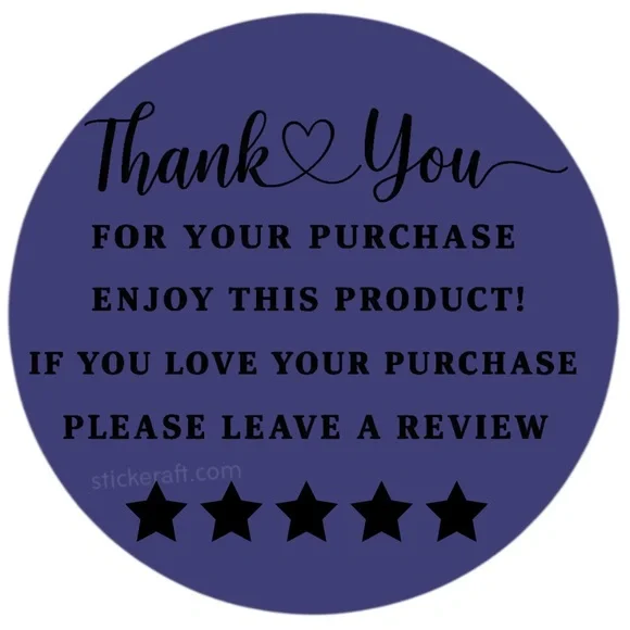 Thank You for Purchase Stickers – 2 Inch, 5 Star Review Labels – 100 PCS NEW - Picture 3 of 15